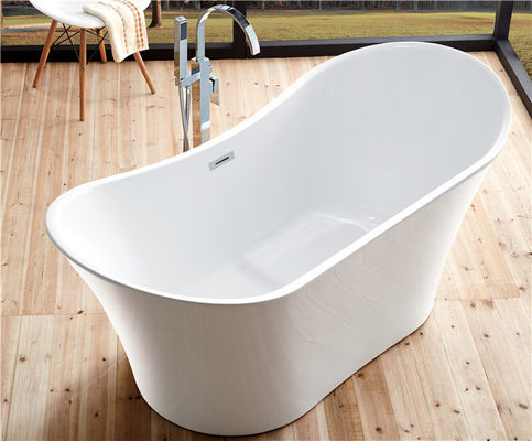 Back To Wall White Slipper Soaking Tub , 5 Ft Freestanding Soaking Tub Indoors supplier