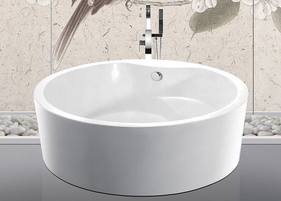Custom Small Round Freestanding Bathtub With Pop - Up Drain 1500x1500x600mm