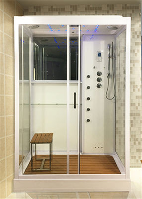 White Glass Shower Cabin Complete Shower Stalls With Brass Jets Computer Control