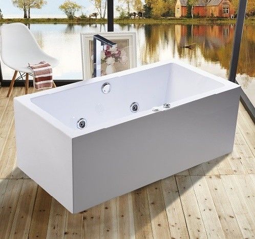 1600mm Indoor Contemporary White Soaking Freestanding Bath Tub / Indoor Jacuzzi Hot Tubs