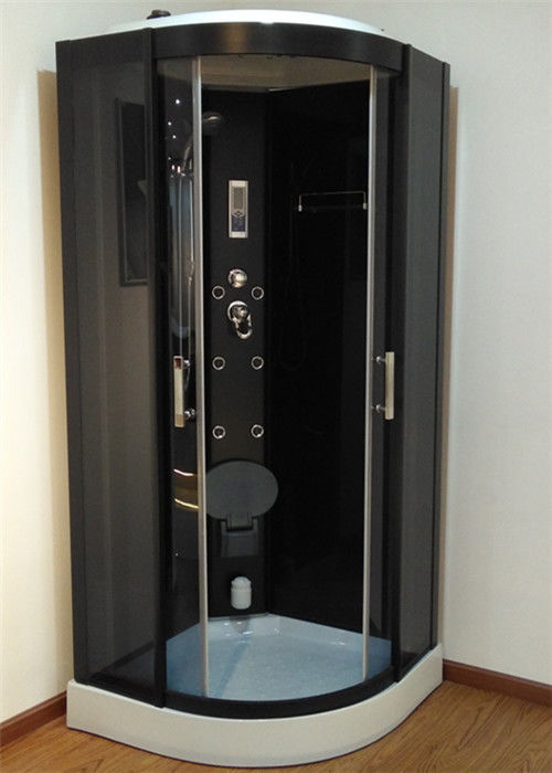 900mm Sector Sliding Glass Shower Cabin With Black Frame / Computer Control supplier