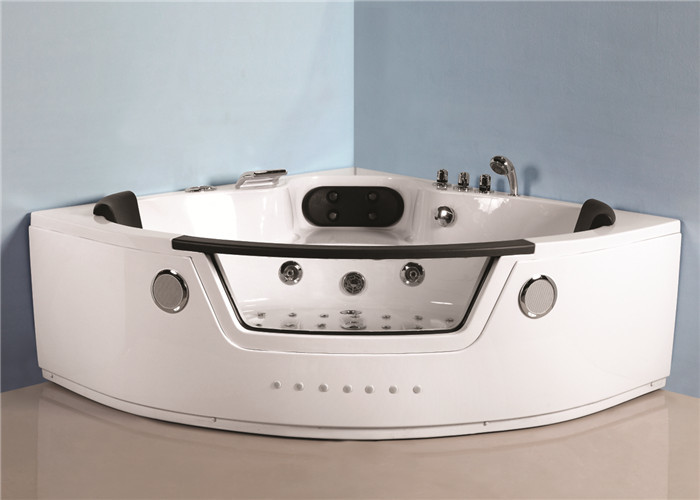 2 Pillows 1 Seat Corner Jetted Bathtub / Indoor Jacuzzi Tub With