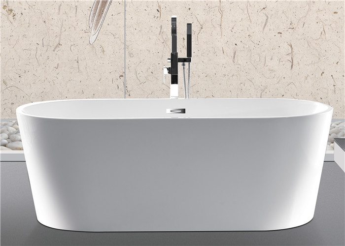 Luxury Central Drain Oval Freestanding Tub With Overflow 59''X29.5''X23.6''