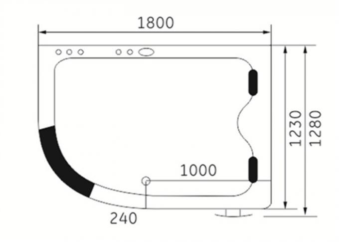 2 person black acrylic corner whirlpool bathtub indoor spa massage bathtub