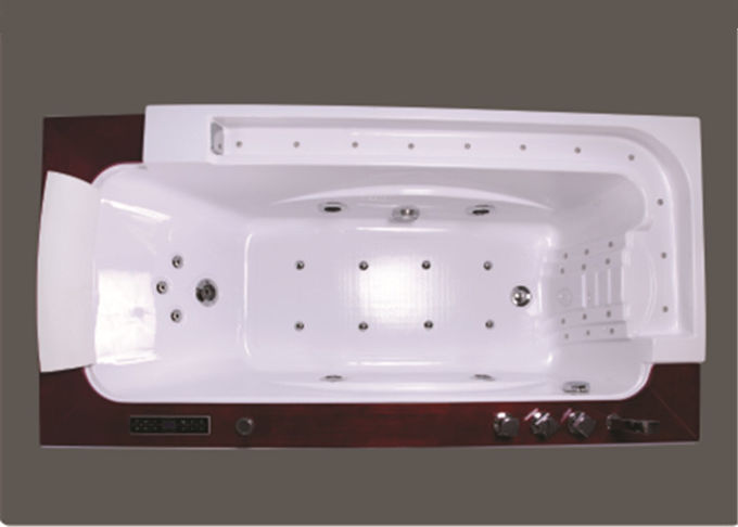 Luxury Single Jacuzzi Tub Air Jet Bathtub With Oak Wood Bead Computer Controller