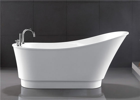 Classic Resin Acrylic Free Standing Bathtub With Faucet Oval Shaped supplier