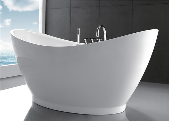 European Style Resin Freestanding Tub , Custom Size Deep Soaker Tubs For Adults supplier