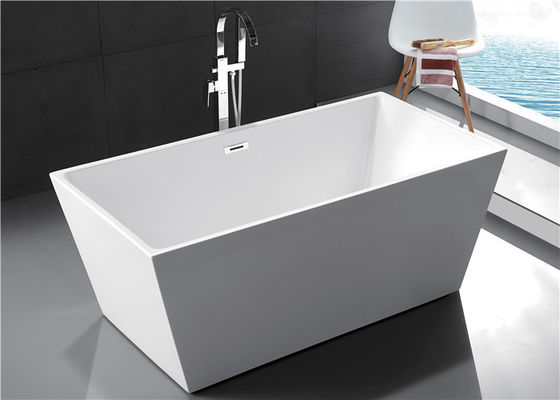 Fiberglass Freestanding Rectangular Tub , Modern Stand Alone Tub In Small Bathroom supplier