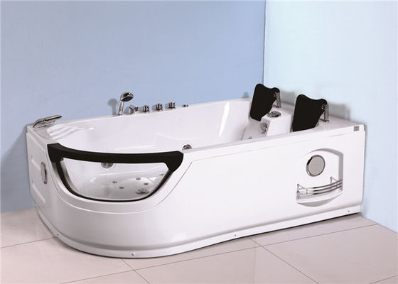Durable Plastic Corner Whirlpool Bathtub Jacuzzi Shower Tub With PVC Pipe supplier