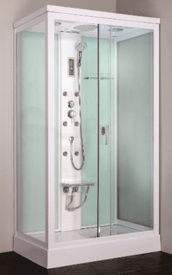 Cheap square framed sliding glass door steam shower cabin with seat supplier
