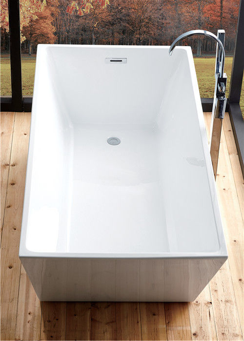 Reinforced 5 Foot Soaker Tub , Corner Freestanding Tub With Faucet Holes supplier