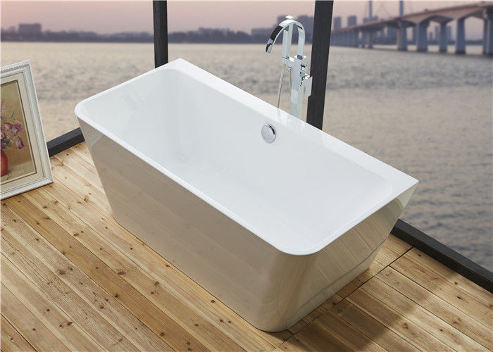 Glossy Solid Surface Acrylic Free Standing Bathtub Indoor Square Shaped supplier