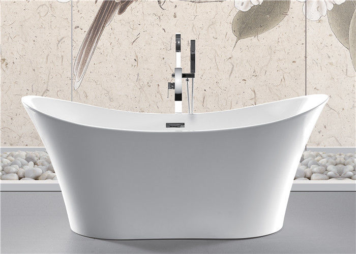 Back To Wall White Slipper Soaking Tub , 5 Ft Freestanding Soaking Tub Indoors supplier