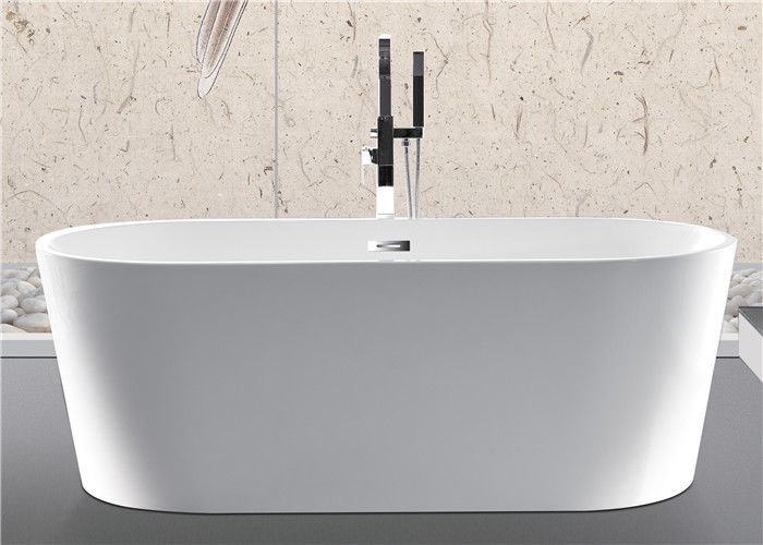 Luxury Central Drain Oval Freestanding Tub With Overflow 59''X29.5''X23.6'' supplier