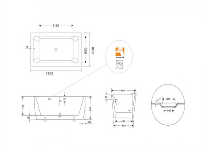 Large Volume Free Standing Garden Tub Luxury Soaking Tubs 1700 800 600mm Large Volume Free Standing Garden Tub, Garden Tub Dimensions
